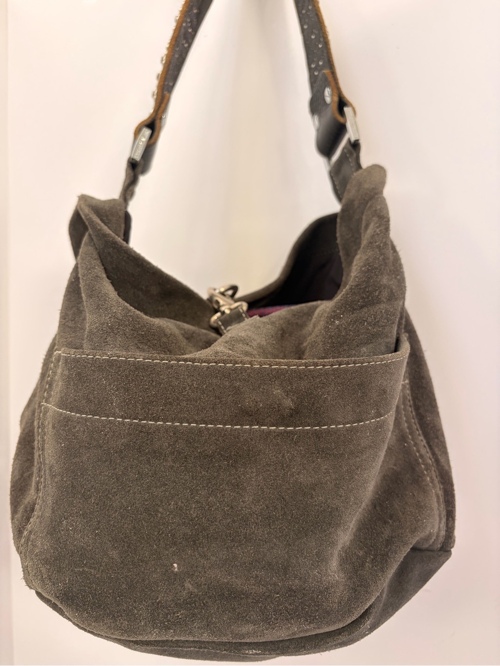 Tylie Malibu Grey Suede Hobo with Studded Strap - Picture 2 of 15